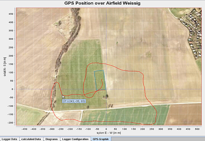 GPS-Position auf 2D-Flugbahn (Weissig)