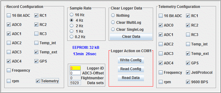 Konfiguration des Loggers (Telemetrie)